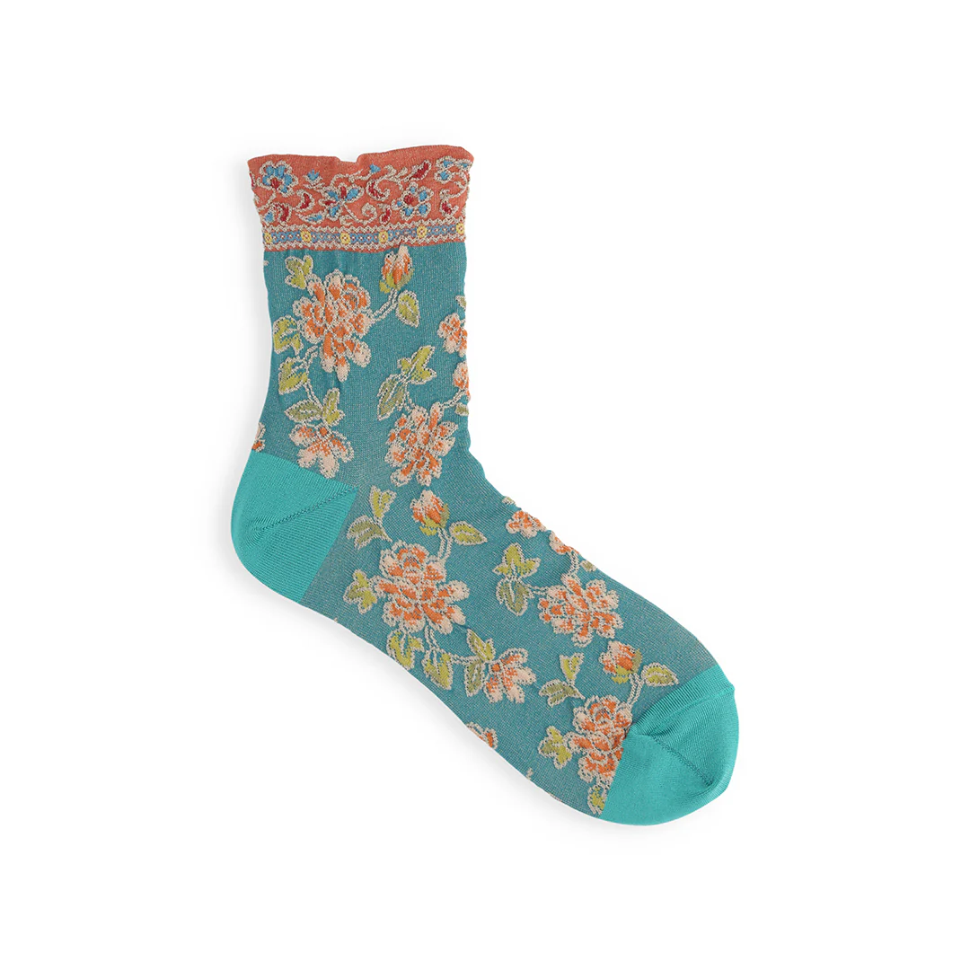 011132358 Float Oriental Flower Low Crew Socks - Image 4