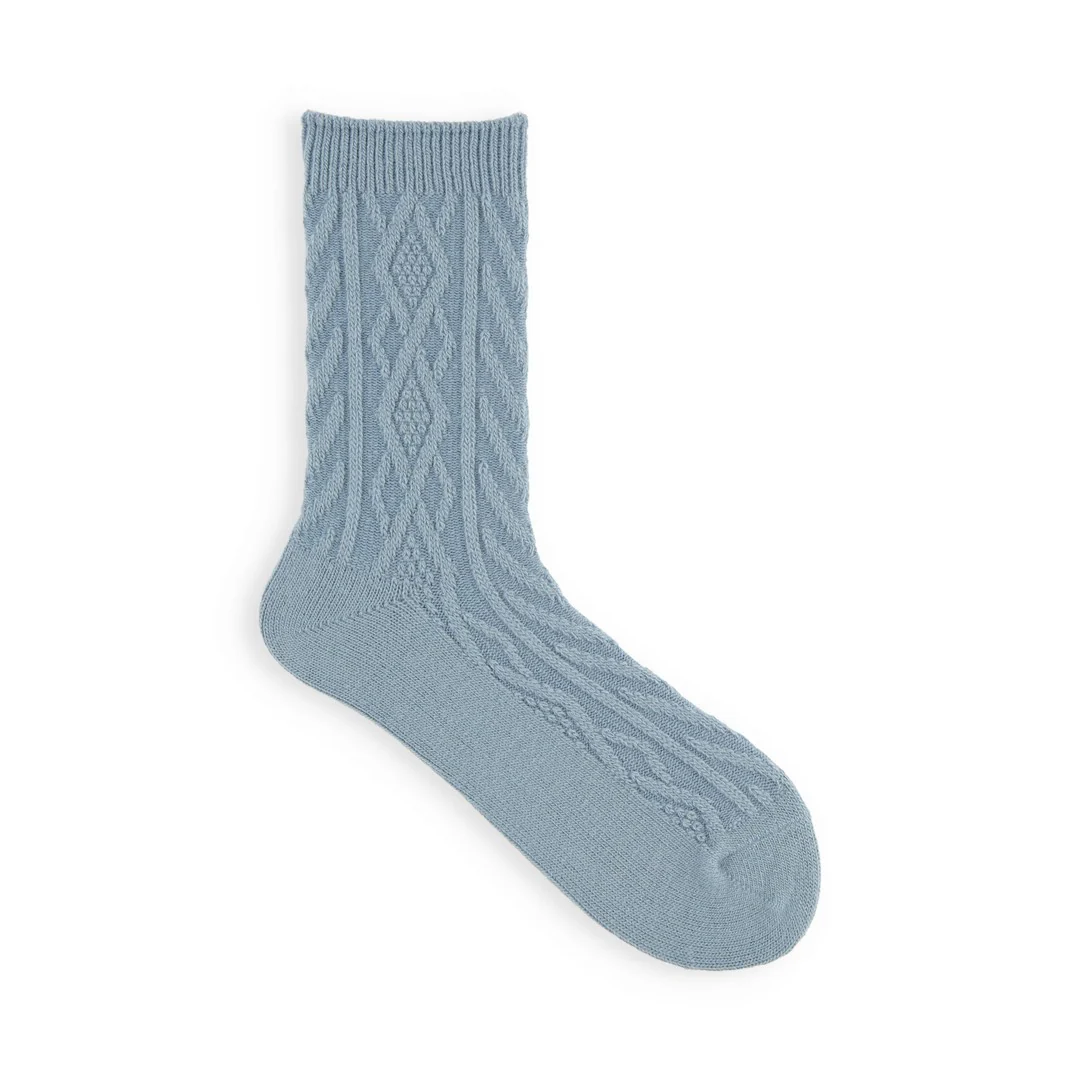 011141267 Wool Diamond Cable Crew Socks - Image 10