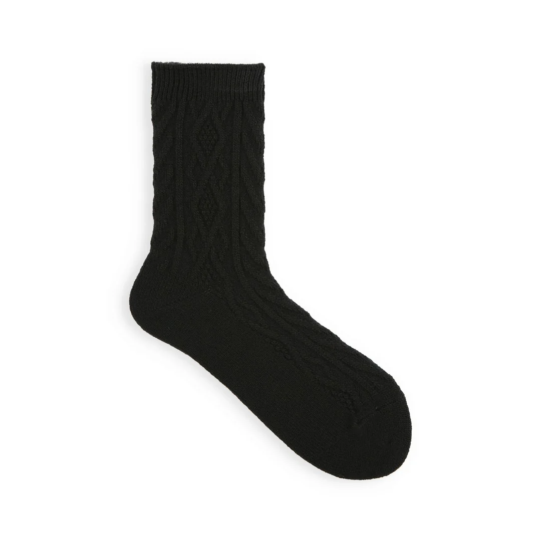 011141267 Wool Diamond Cable Crew Socks - Image 6
