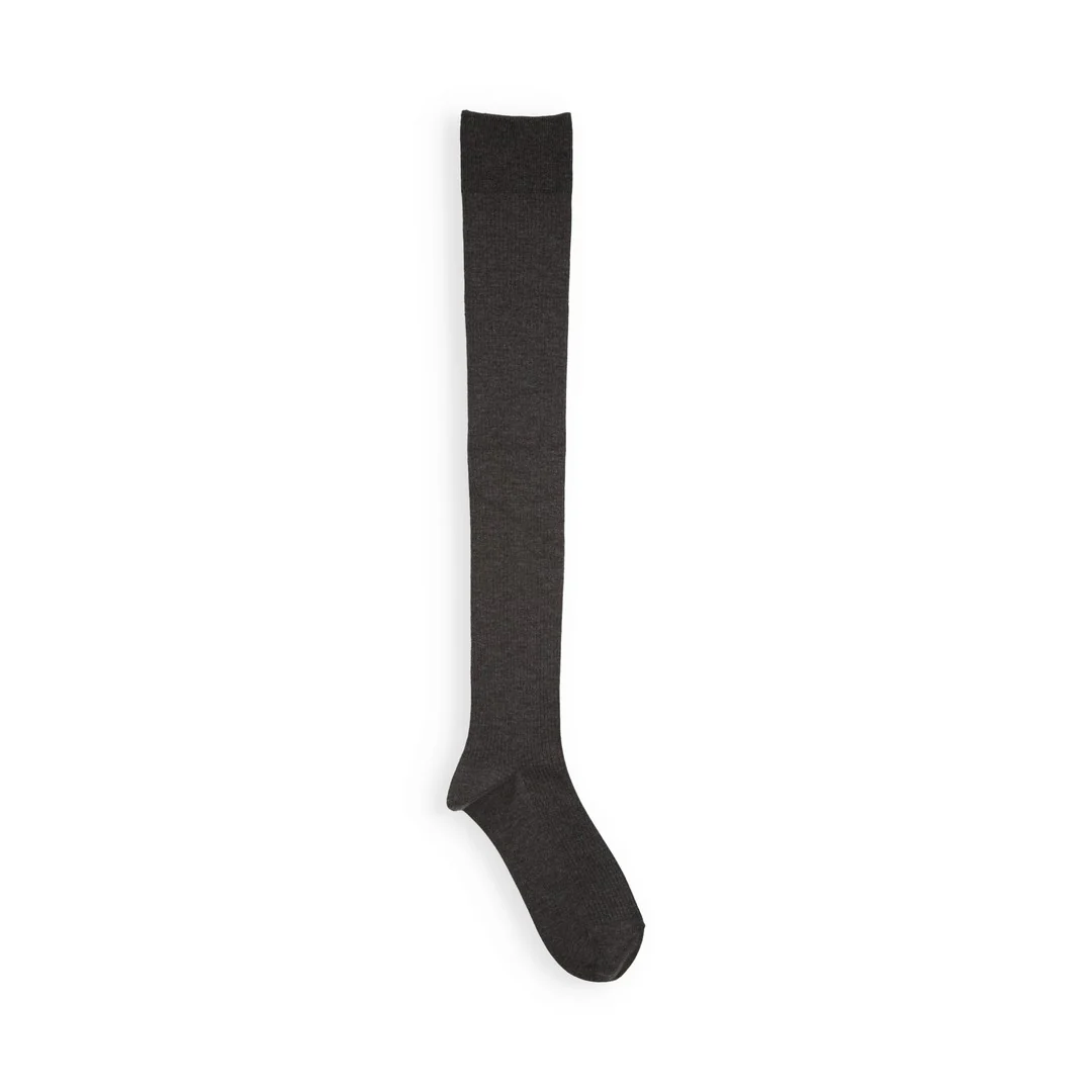 011180064 Wool Mixed Rib Over The Knee Socks - Image 4