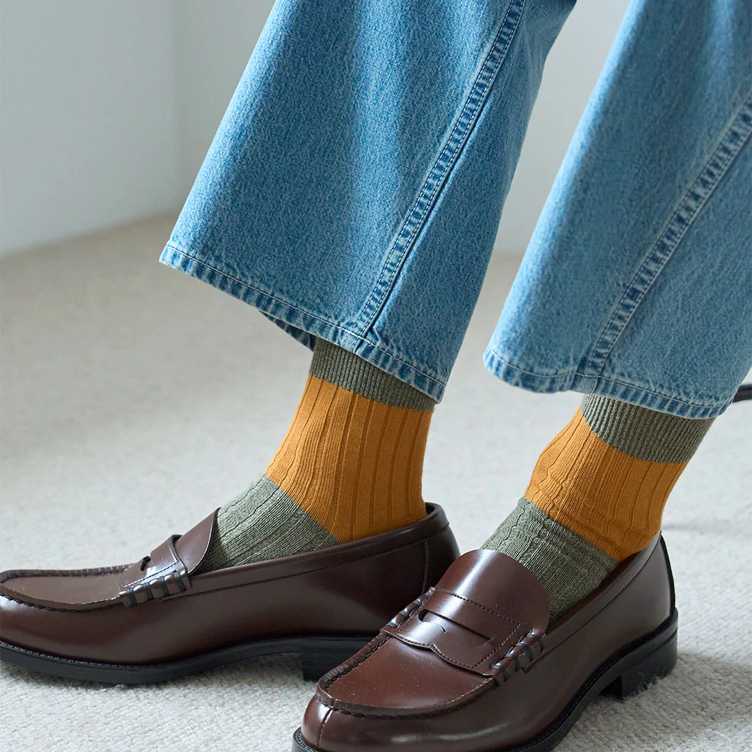 062131154 Bicolour Panel Rib Ankle Socks M - Image 15