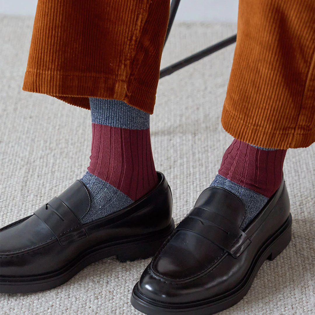 062131154 Bicolour Panel Rib Ankle Socks M - Image 3