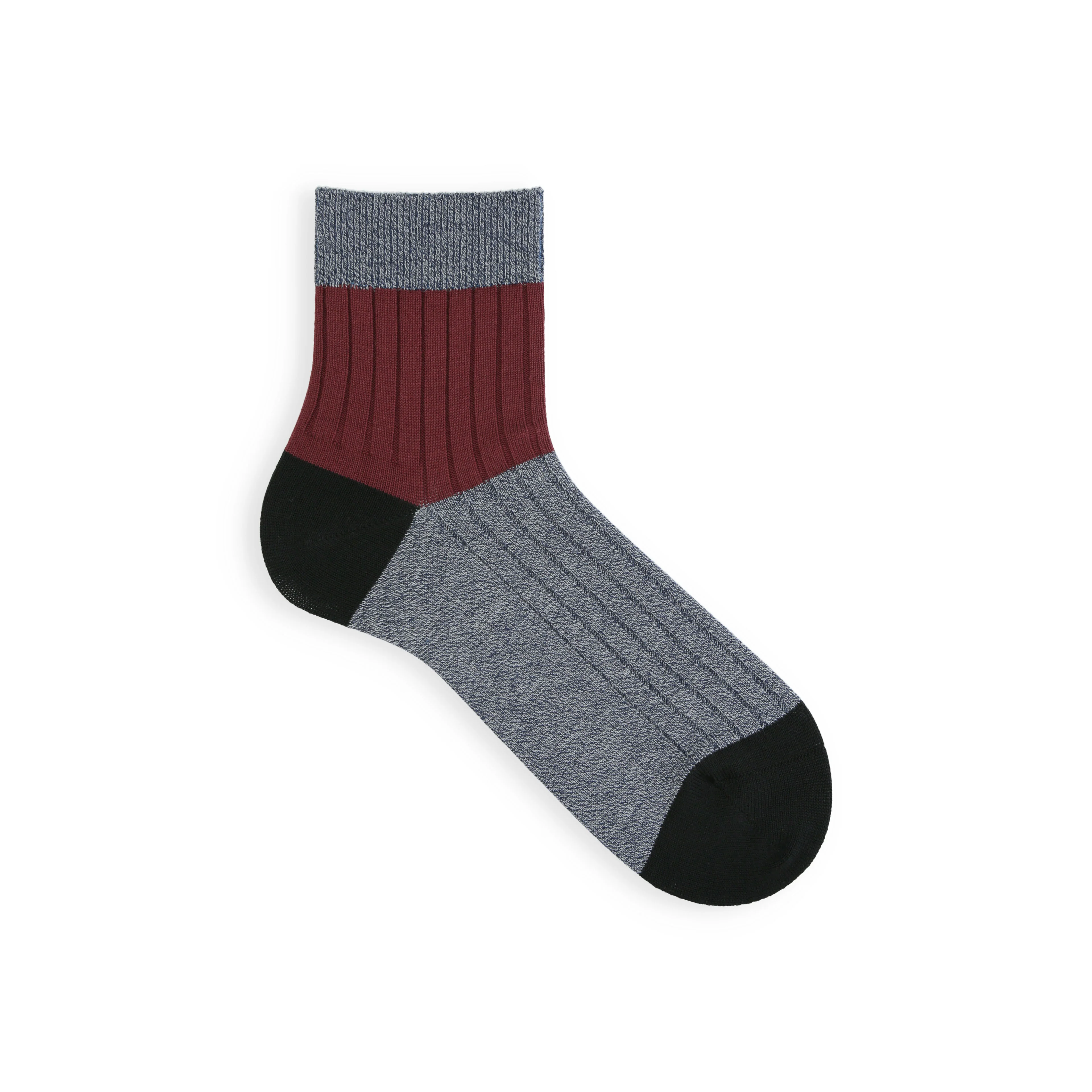 062131154 Bicolour Panel Rib Ankle Socks M - Image 4