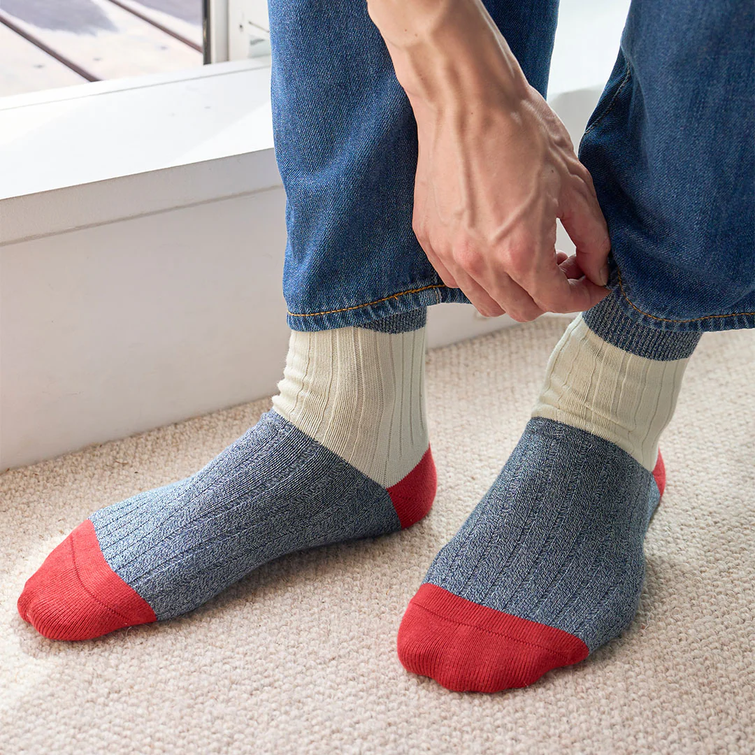 062131154 Bicolour Panel Rib Ankle Socks M - Image 7