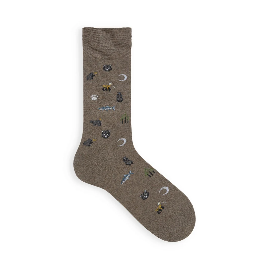 062140063 Grizzly Bear Pattern Crew Socks - Image 4