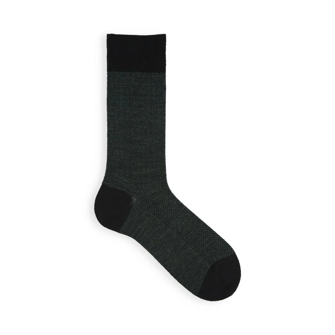 062142324 Merino Wool Herringbone Mid-Calf Socks L - Image 5